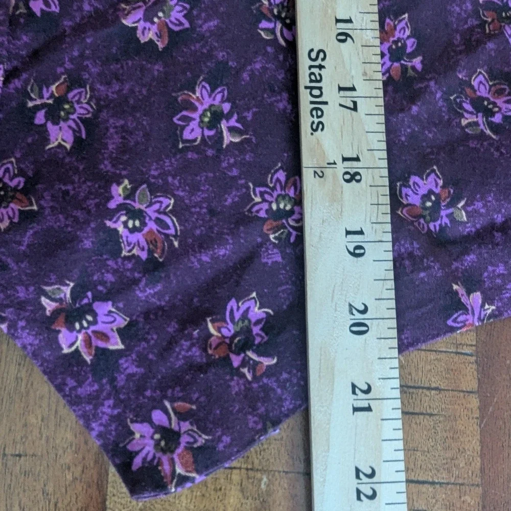 Vtg 90s 2 Pc Set Shorts Purple Floral‎ Rayon Button Up Short Sleeve Top Artsy MD